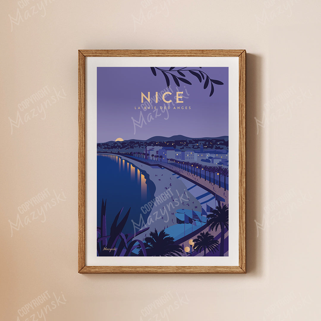 Affiche “La baie des anges nuit”