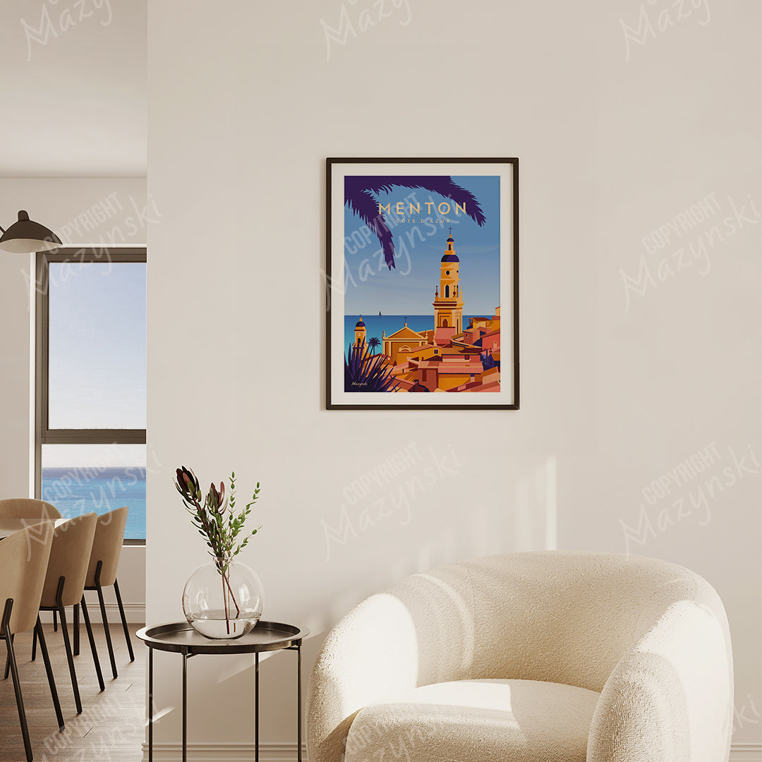 Affiche ” Le clocher de Menton “